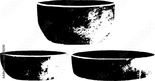 Black and white stencil illustration of heavy duty soup containers for urban kitchen design