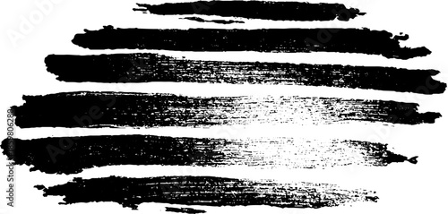 Abstract black and white stencil art featuring horizontal brushstroke streaks for creative designs