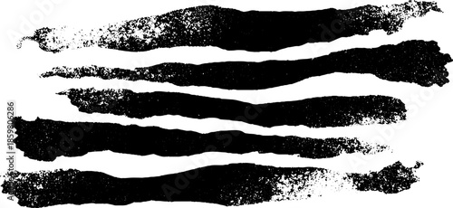 Black and white stencil illustration of horizontal streaks for creative design and art projects