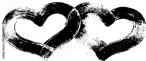 Grunge style intertwined heart stencil illustration for urban art design