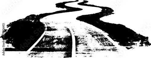 Black and white stencil of irregular dotted path for urban art design