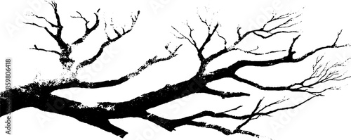 Black and white stencil illustration of interwoven dead branches for urban art design