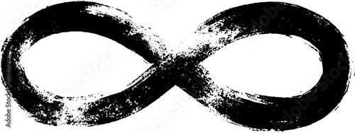 Black and white infinity symbol with interwoven curves stencil design