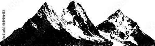 Monochrome stencil of jagged mountain peaks for urban art design