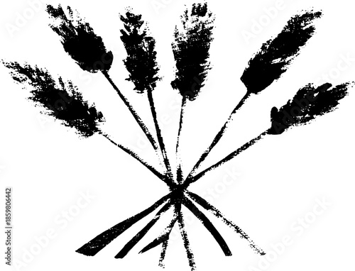 Black and white stencil of interwoven dry grass - nature inspired design for prints and posters