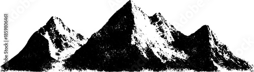 Black and white stencil of jagged abstract peaks illustration for urban art and design