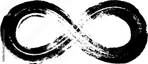 Monochrome infinity symbol with grunge brush stroke effect for design elements