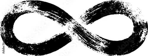 Black and white infinity symbol stencil illustration with textured looping lines for creative design