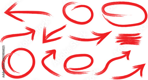 hand drawing different circles isolated on the transparent background. Arrows colorful set .Arrows. Arrow icon. Colorful arrows . Hand drawn Brush Check marks doodle set. Vector icon set