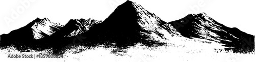 Black and white stencil illustration of stone ridges for nature and landscape design