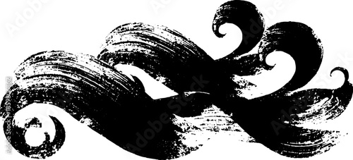 Elegant black and white stencil illustration of luxury ribbon curls for decorative design