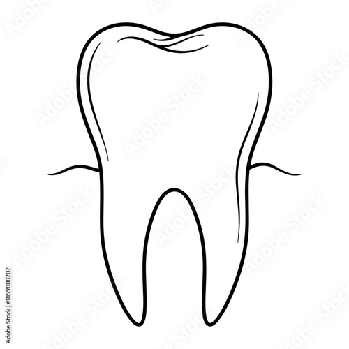 Tooth line art in black and white