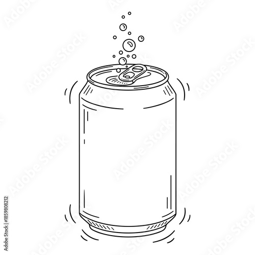 Soda can line art black and white