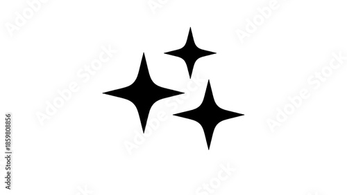 Vector illustration of, on transparent background, three stylized sparkle and shine effect elements