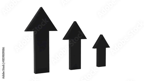 Vector illustration of multiple black upward-pointing arrows for growth concept, on transparent background