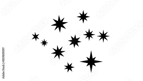 Vector illustration of a captivating cluster of twinkling stars, on transparent background