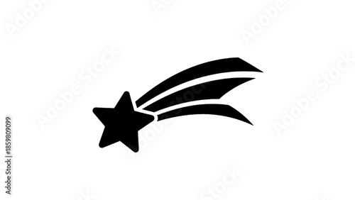 Vector illustration of a stylized shooting star icon with dynamic tail, on transparent background