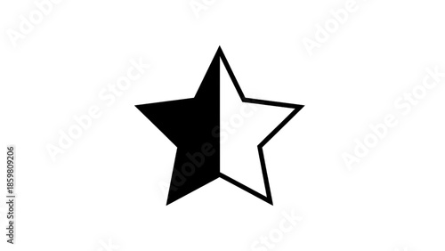 Vector illustration of a unique two-tone star design element, on transparent background, balance motif