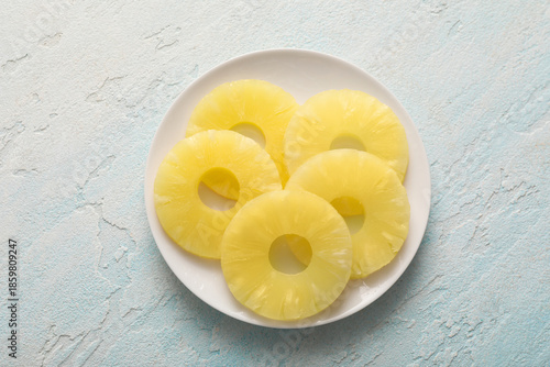 Plate with canned pineapple...