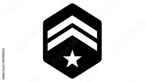 Vector illustration of military rank insignia with two chevrons and a star, on transparent background