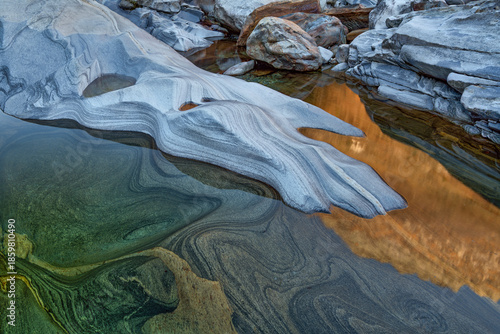Verzasca Valley near Lavertezzo, abstract stone background Landscape