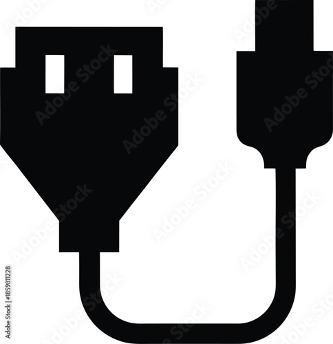 ethernet port cable silhouette vector illustration on transparent background