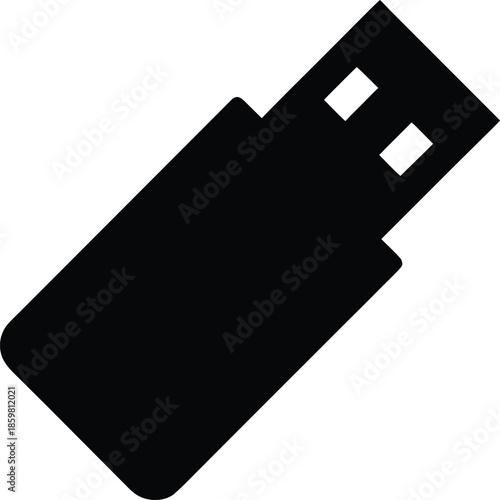 usb drive silhouette vector illustration on transparent background