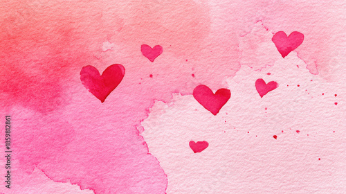 Romantic Pink Watercolor Background with Hearts Perfect for Valentine's Day, Weddings, and Love-Themed Designs