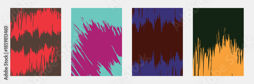 set of banners with colorful stripes. Abstract digital art backgrounds featuring a vibrant collection of distressed brushstroke textures and modern color combinations