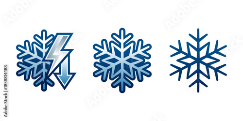 Frozen Icons: A trio of stylized snowflakes, each depicting a different facet of cold and the essence of winter's embrace.