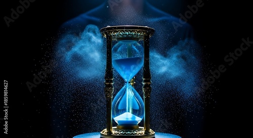 Vintage Hourglass with Blue Sand.
