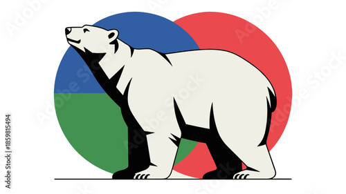 Polar Bear Silhouette with Colorful Circular Backdrop