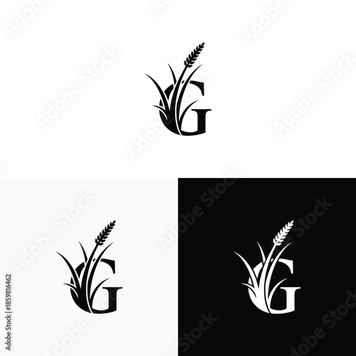 g grass logo icon design illustration