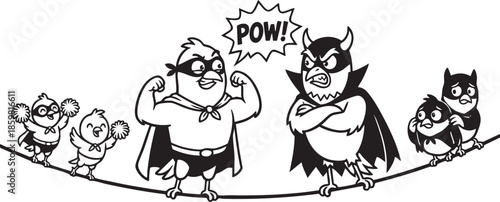 funny bird on a wire, bird, food, rose, xmas, flower, seamless, fairy tale, fantasy, art, winter, fairytale, outline, pattern, children, cat, nature, animal, coloring book, sketch, drawing, vector, il