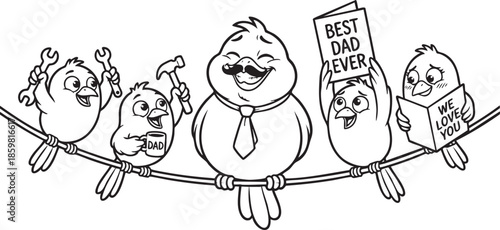 funny bird on a wire, bird, food, rose, xmas, flower, seamless, fairy tale, fantasy, art, winter, fairytale, outline, pattern, children, cat, nature, animal, coloring book, sketch, drawing, vector, il