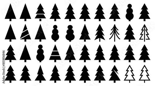 Assorted Black Christmas Tree Silhouettes Collection