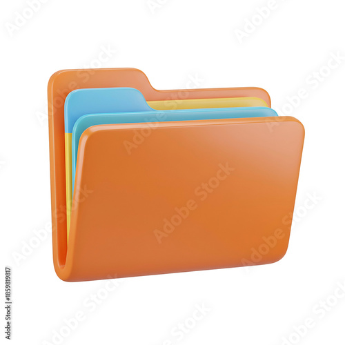 Orange File Holder with Colored Folders.