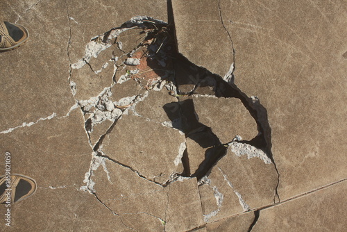 Broken concrete slab