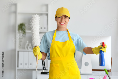 Female janitor with pp-dust...