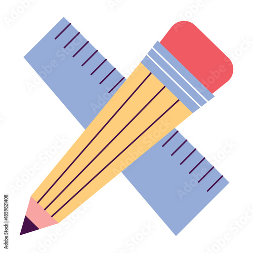 Kawaii Minimalist Flat Style Pencil Vector Illustration
