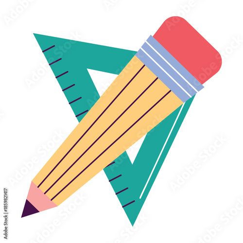 Kawaii Minimalist Flat Style Pencil Vector Illustration