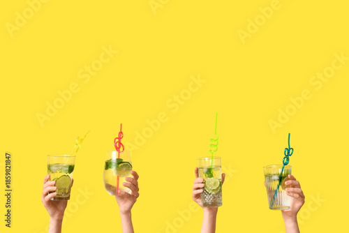 Women holding different gla...