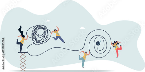 Problem solution as complete difficult and messy task.flat vector illustration.life and employment of people.