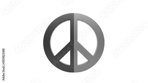 3D Rendering of a Gray Peace Symbol