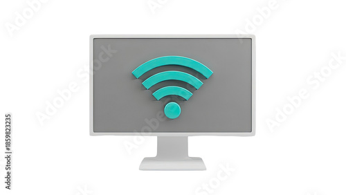 Computer monitor displaying a Wi-Fi signal icon