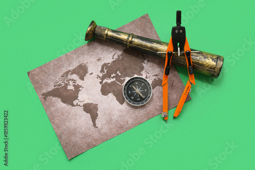 Modern compass, vintage wor...