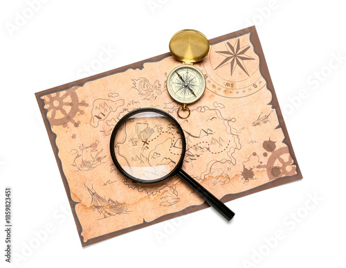 Modern compass, magnifying ...