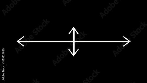 Minimalist white 4-way arrow and coordinate axis animation on black background. Ideal for navigation, direction, and mathematical motion graphics.