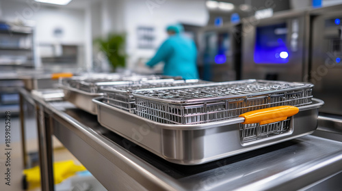 Washer disinfector machine and medical equipment trolley in central sterile supply department automated cleaning technology instrument processing clinical sanitation equipment