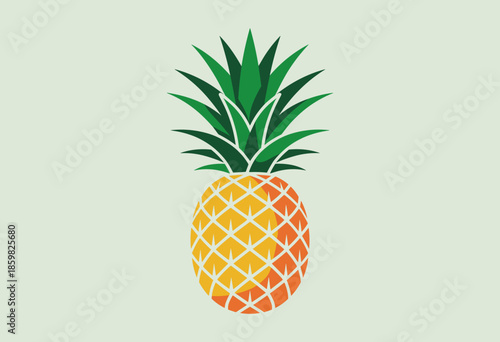 Vibrant Pineapple Illustration with Lush Green Leaves on Soft Pastel Background